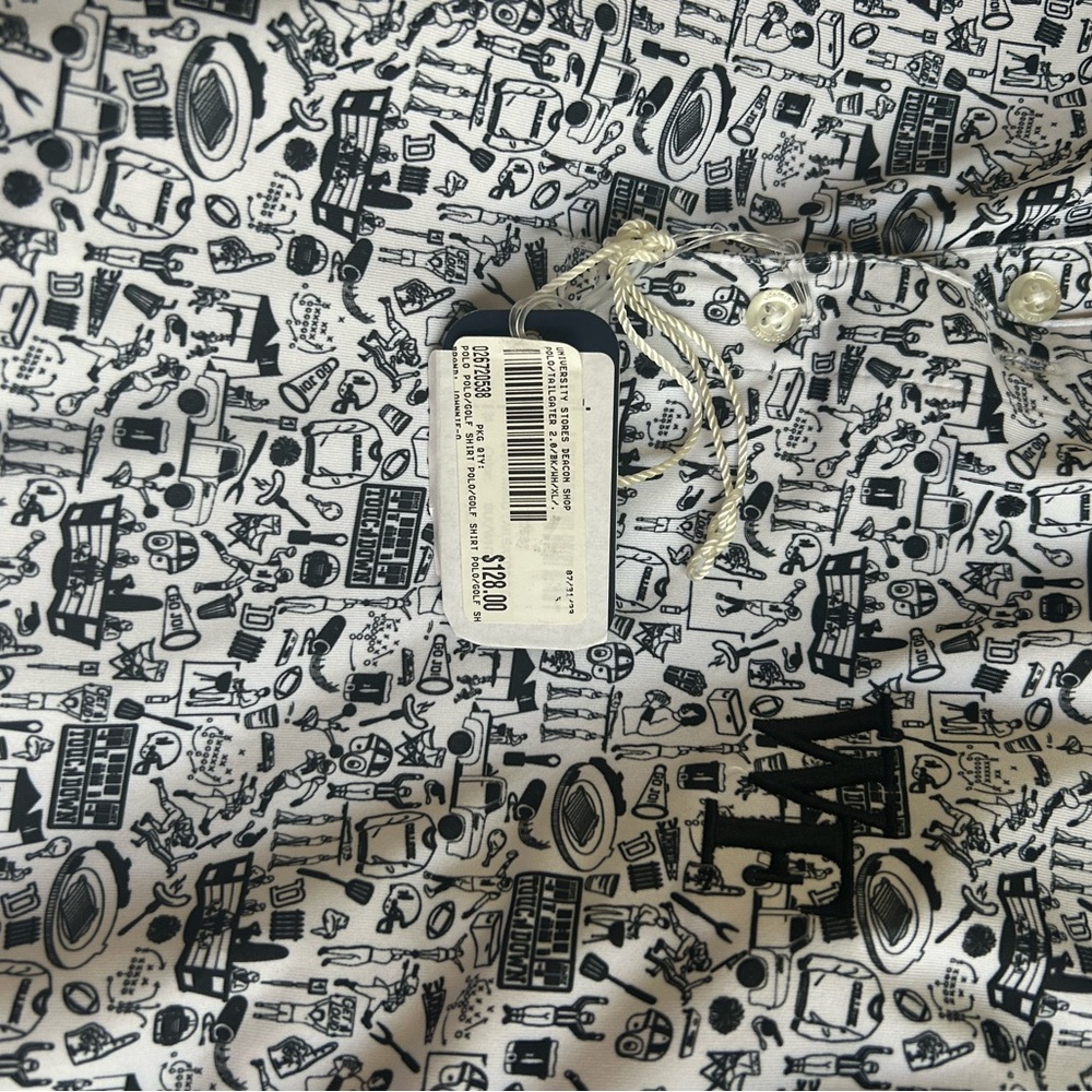 Black and White Graphic Button-Up Shirt
